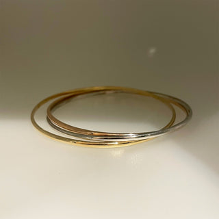 Gold bangle, mindfully made, three bangle bracelet, gold, gold bracelet, and lottie bespoke design