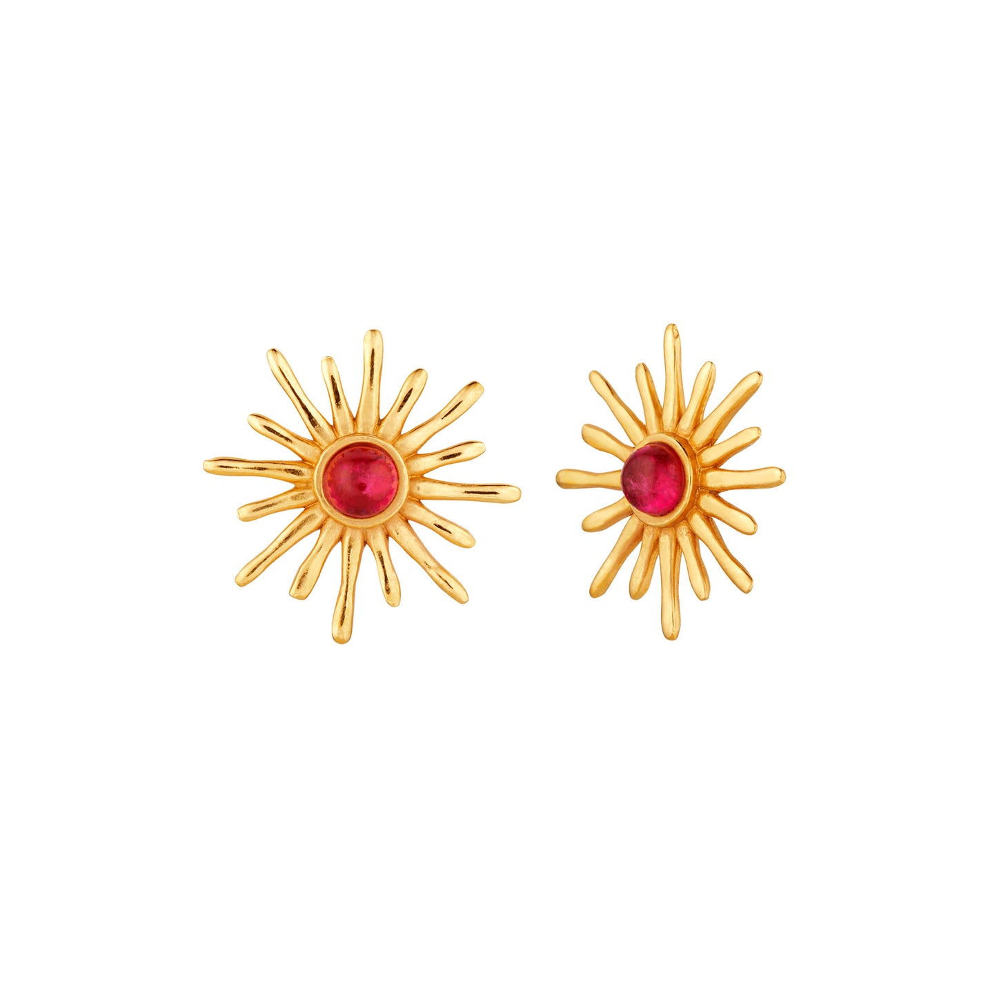 &Lottie Arka Earrings in Rubellite and Gold Plated Silver