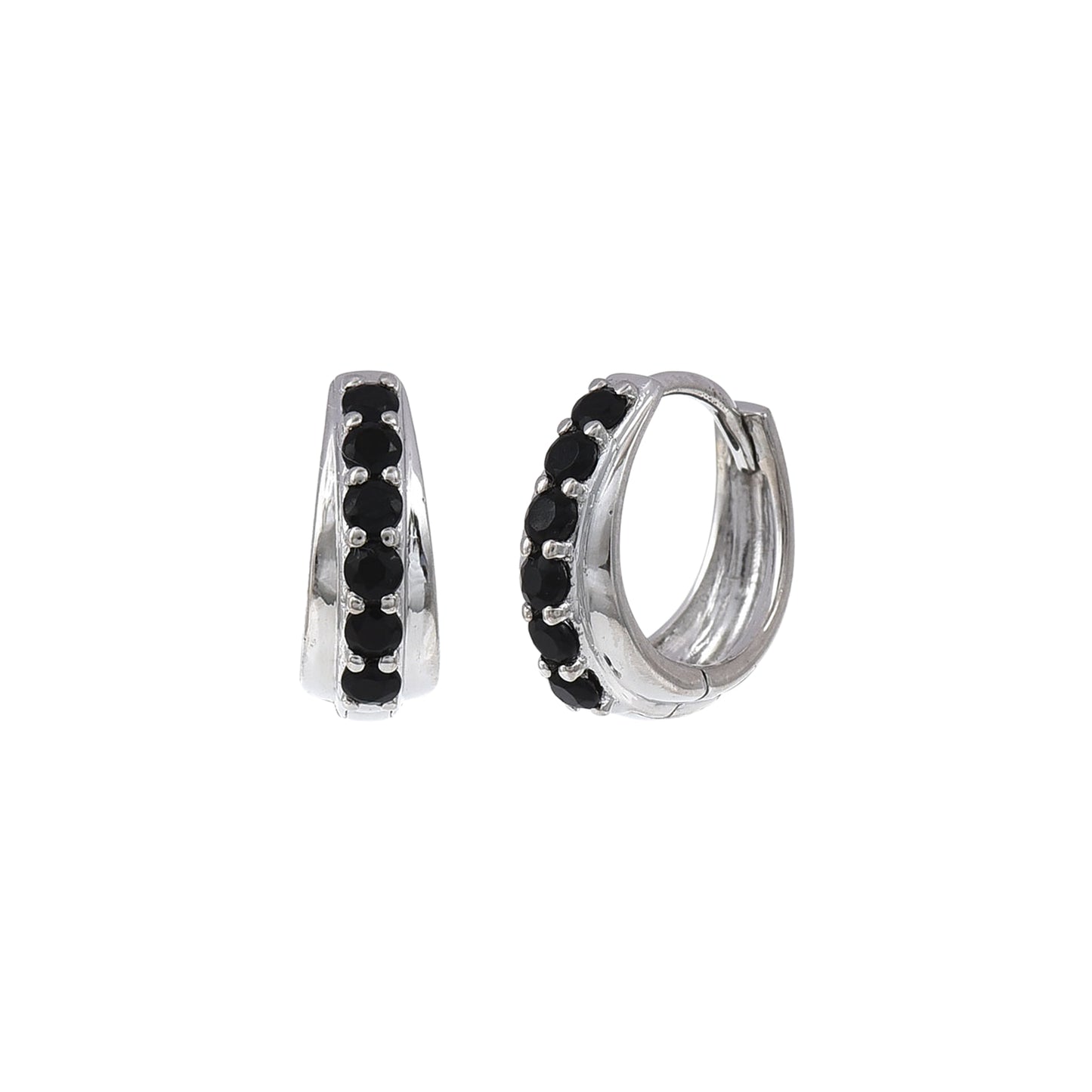 Doublet Onyx Huggie Hoops