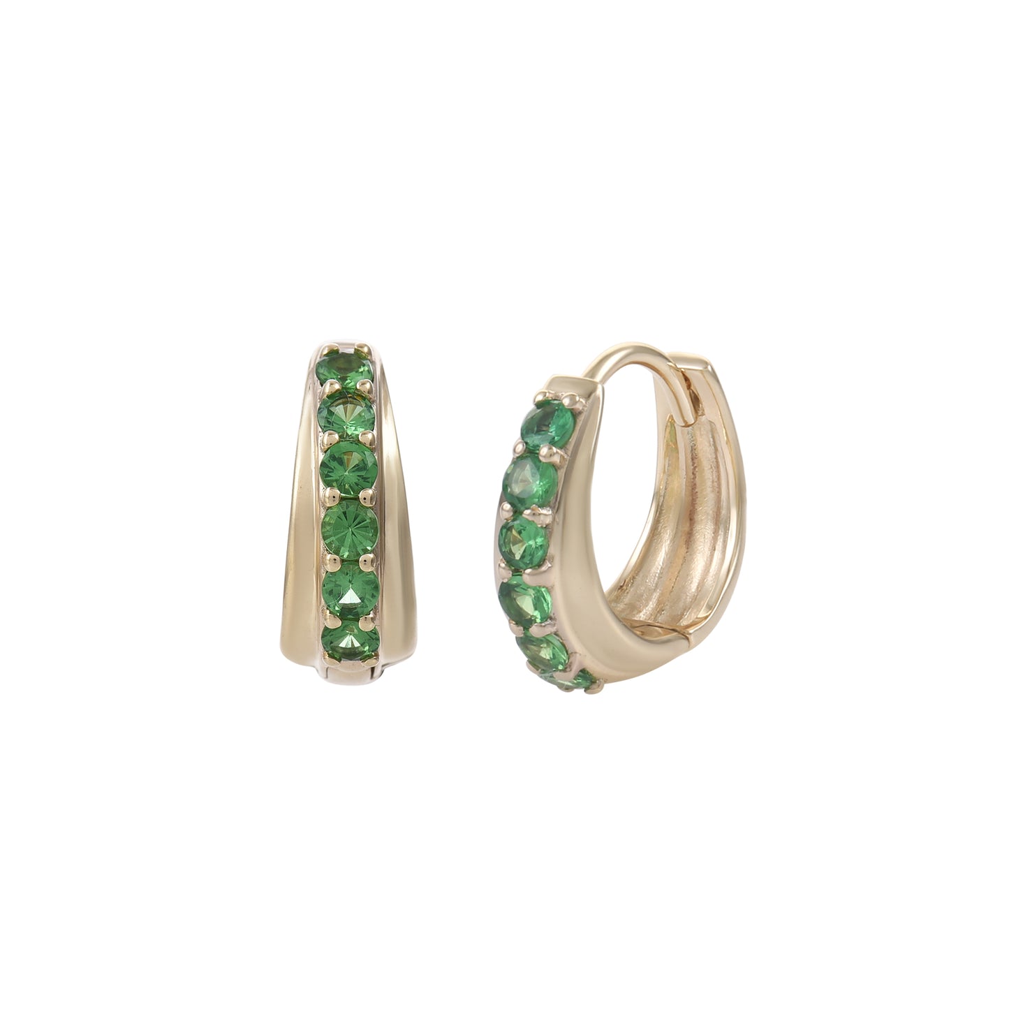 Doublet Tsavorite Huggie Hoops