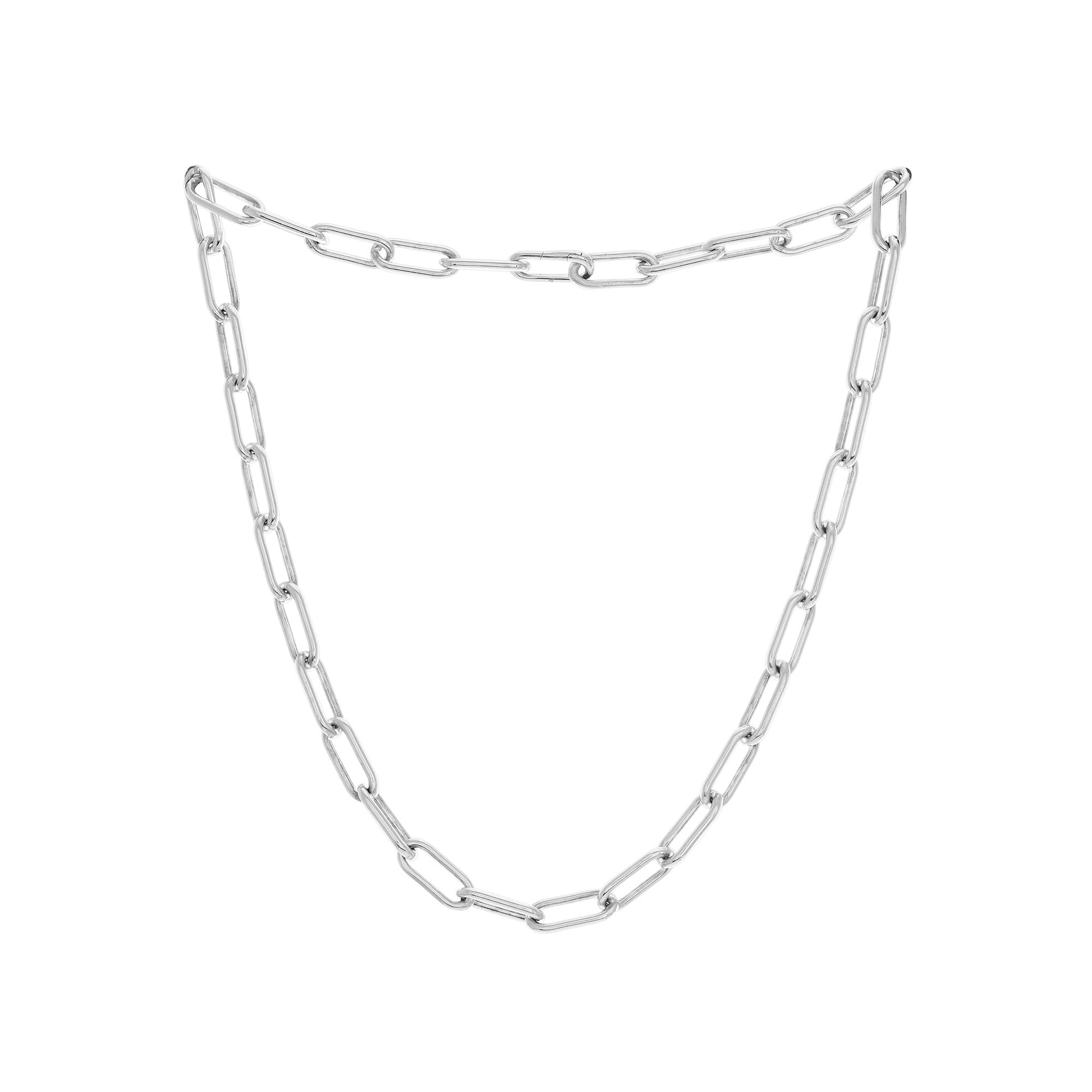 Silver paperclip chain necklace, silver clasp matching the same as chain, silver necklace, silver jewellery