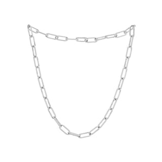 Silver paperclip chain necklace, silver clasp matching the same as chain, silver necklace, silver jewellery