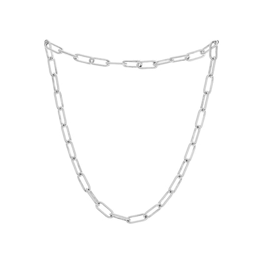 Silver paperclip chain necklace, silver clasp matching the same as chain, silver necklace, silver jewellery