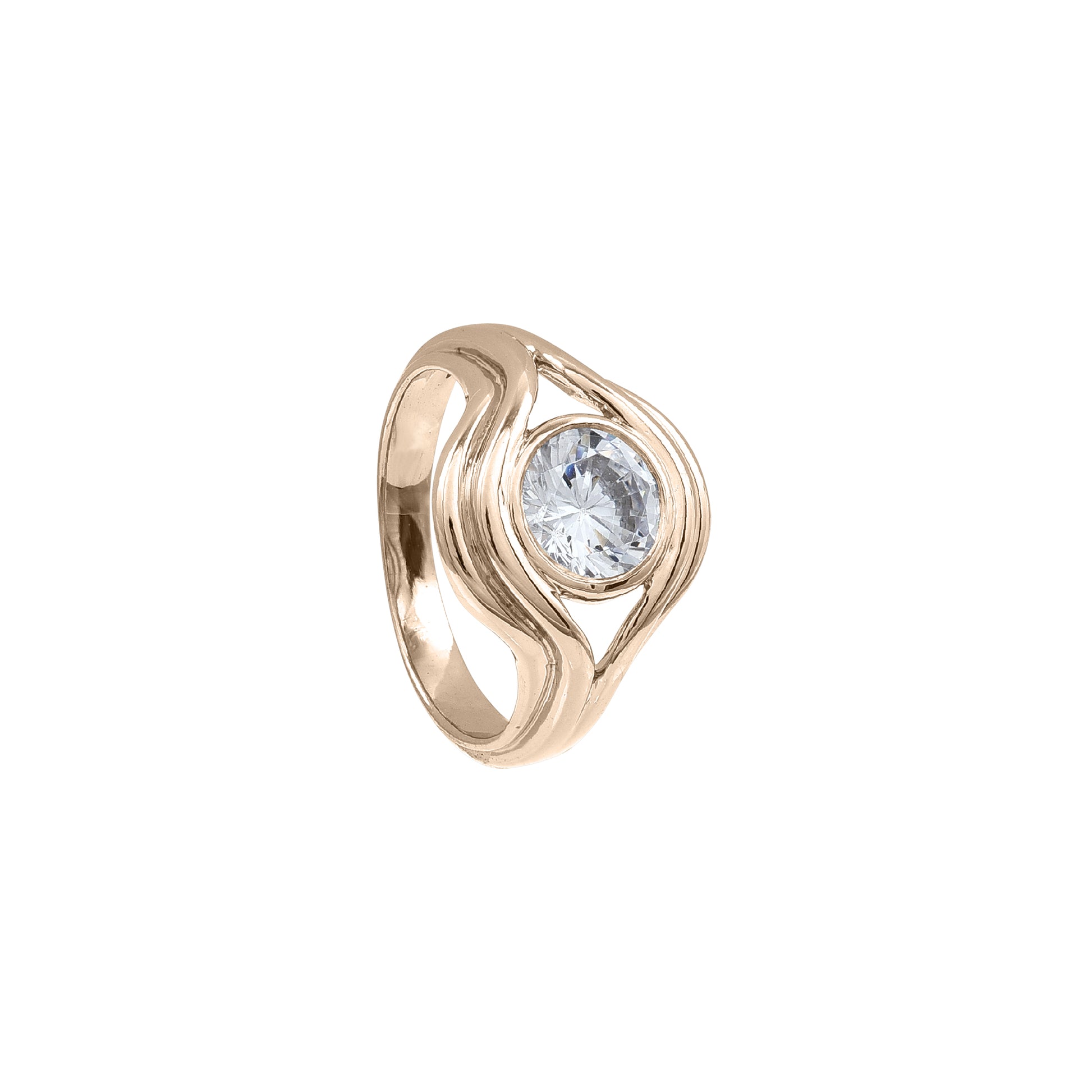 Gold pinky ring with a moissanite stone