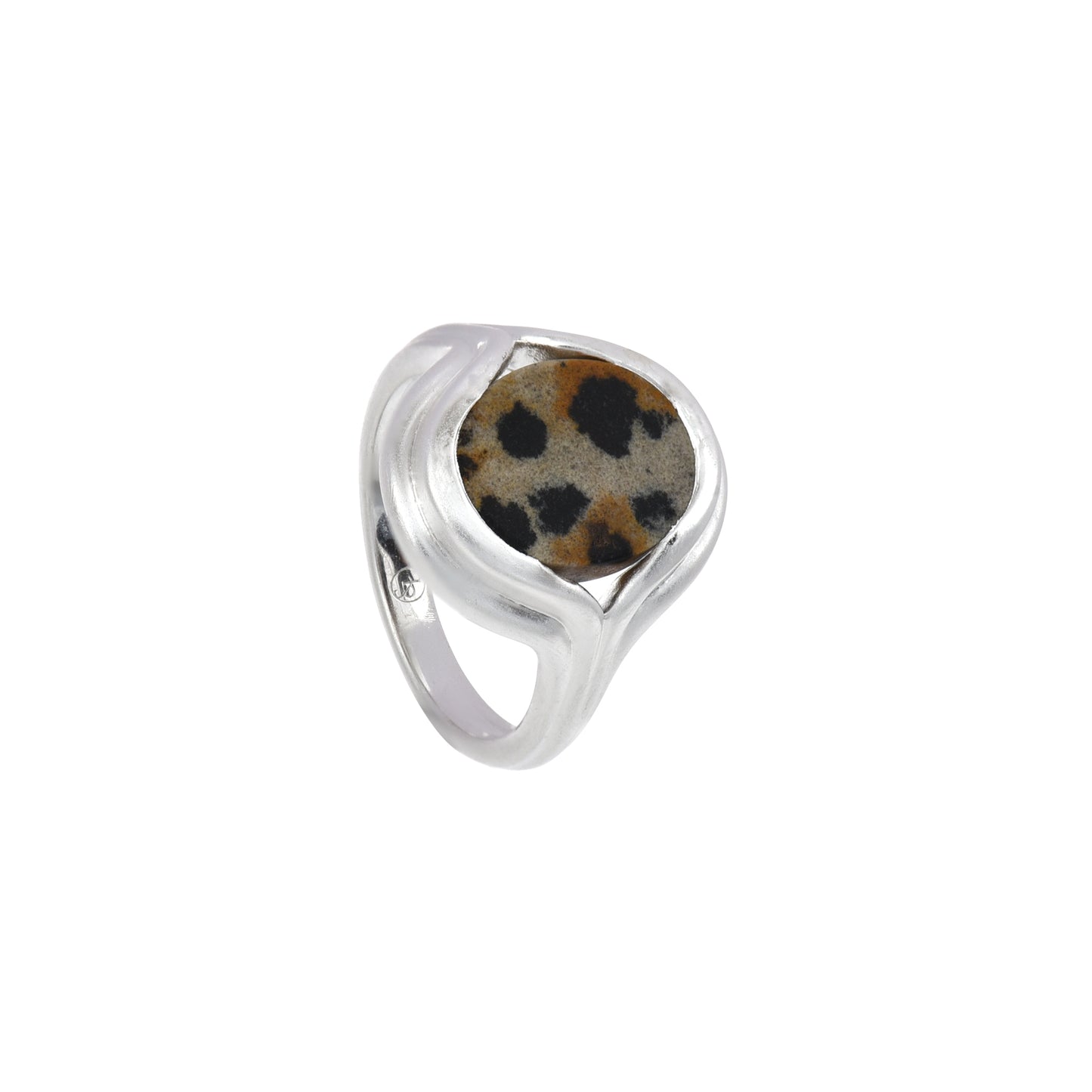 Parallel Dalmatian Agate Signet Ring