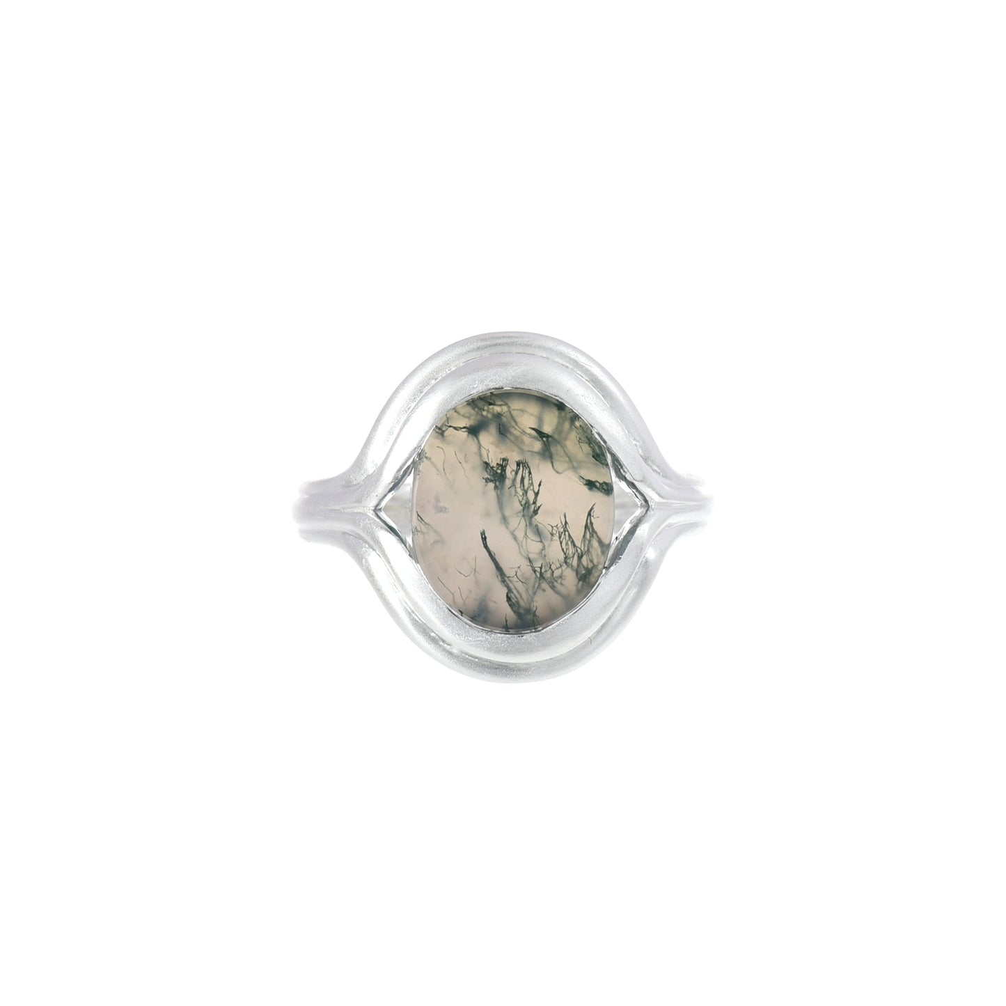 Parallel Moss Agate Signet Ring