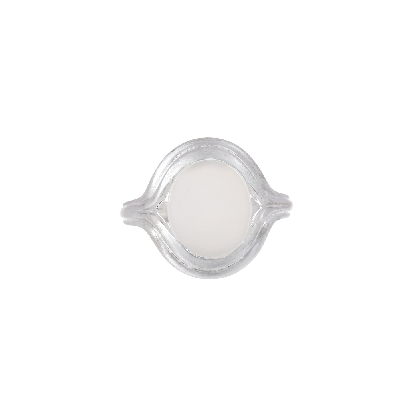 Parallel White Agate Signet Ring