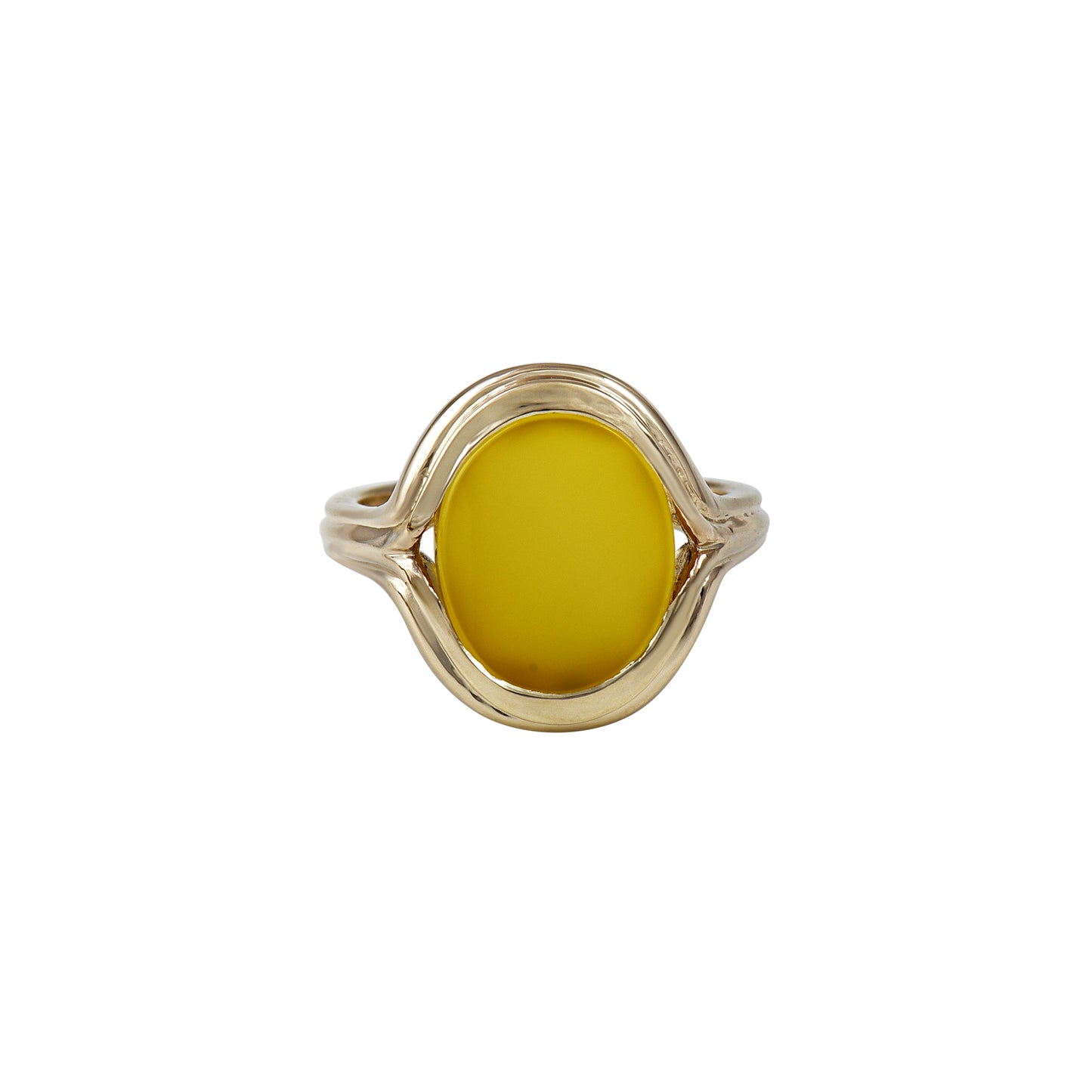 Parallel Yellow Chalcedony Signet Ring